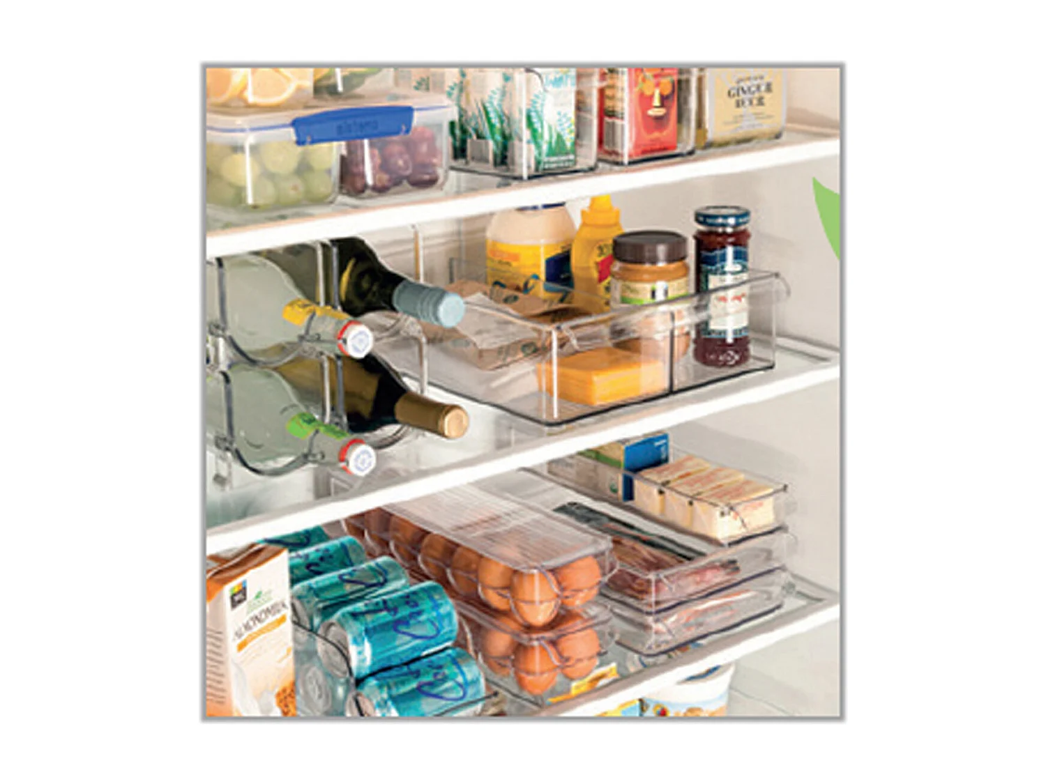 Lot de 4 boîte de rangement pour réfrigérateur, bac de rangement avec poignées - Longueur 31.5 x Profondeur 15.8 x Hauteur 8.7 cm