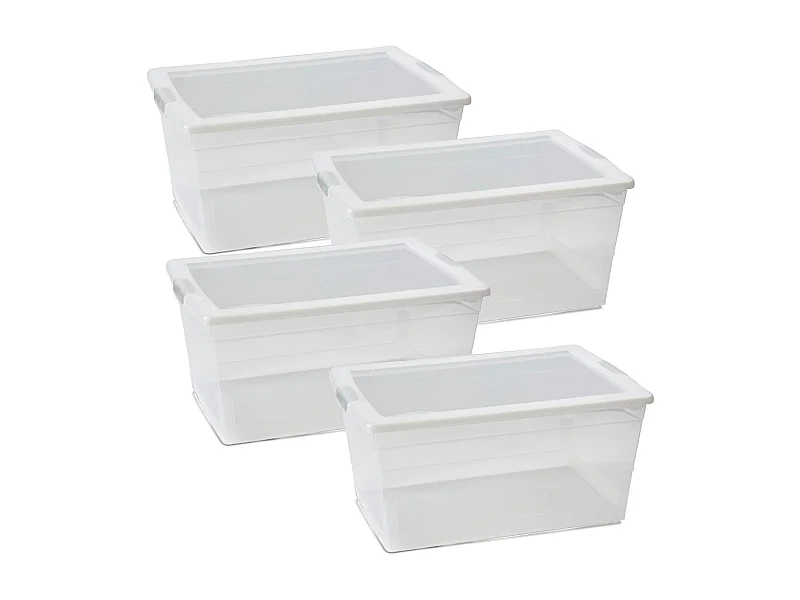 Lot de 8 boîte de rangement hermétique 15 L, caisse de transport avec couvercle solide et clips sur les côtés - Longueur 42 x Profondeur 29 x Hauteur 17.5 cm