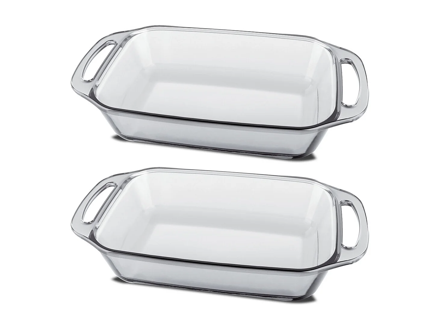 Lot de 2 plat à four avec anses, plat à gratin, moule de cuisson rectangulaire en verre, capacité 2.1 L - Longueur 32.6 x Profondeur 17.6 x Hauteur 7 cm