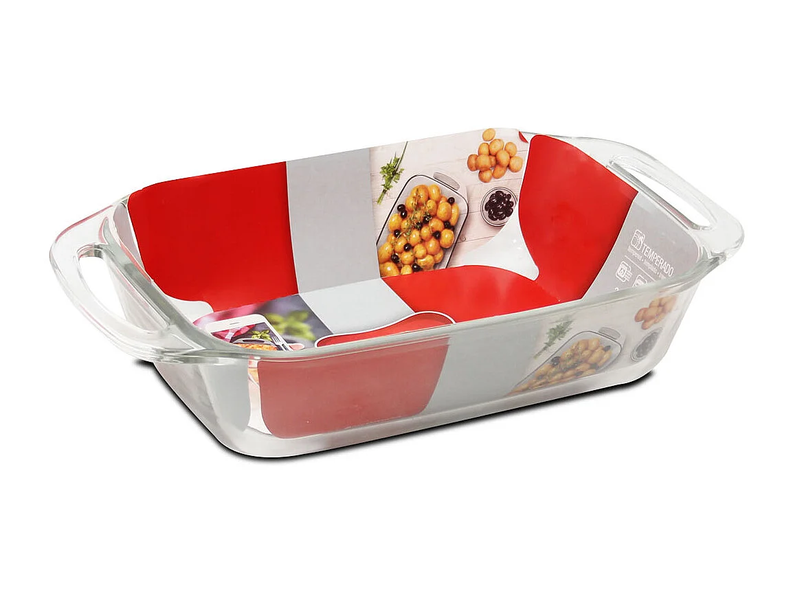 Lot de 2 plat à four avec anses, plat à gratin, moule de cuisson rectangulaire en verre, capacité 2.1 L - Longueur 32.6 x Profondeur 17.6 x Hauteur 7 cm