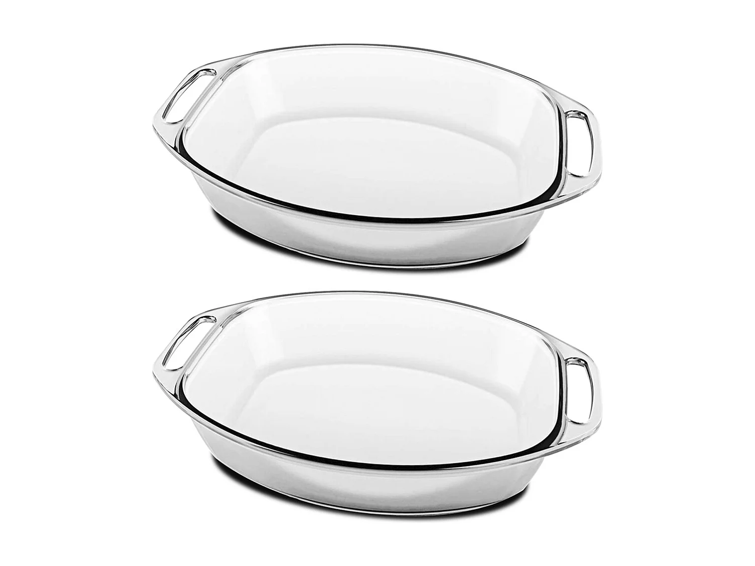 Lot de 2 plat à four oval avec anses, moule de cuisson en verre, capacité 4.2 L - Longueur 40.5 x Profondeur 27.5 x Hauteur 7 cm