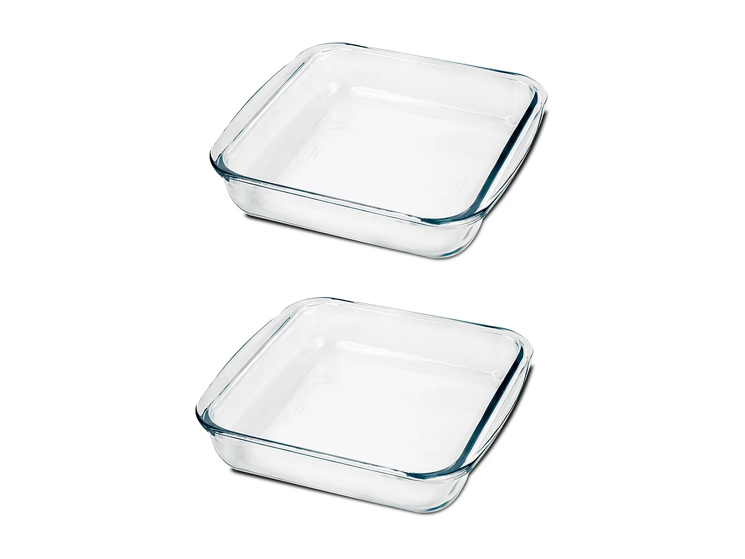 Lot de 2 plat à four carré, moule de cuisson en verre, capacité 1.1 L - Longueur 20.5 x Profondeur 18.2 x Hauteur 5 cm