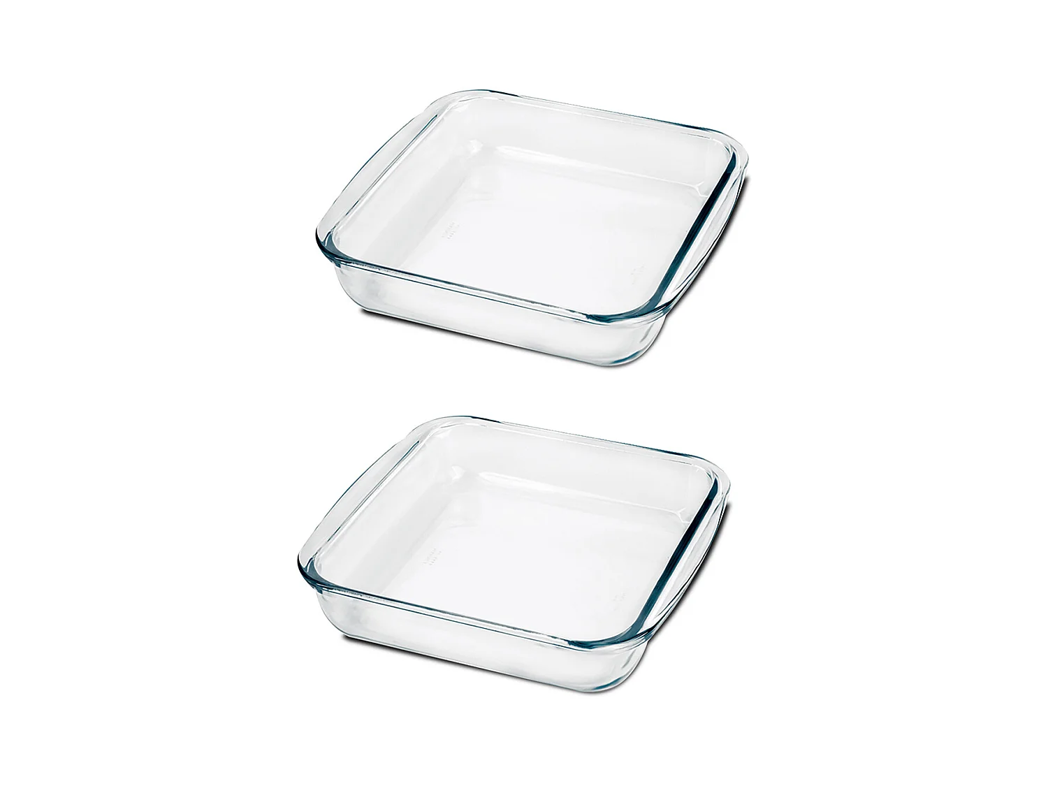 Lot de 2 plat à four carré, moule de cuisson en verre, capacité 1.1 L - Longueur 20.5 x Profondeur 18.2 x Hauteur 5 cm