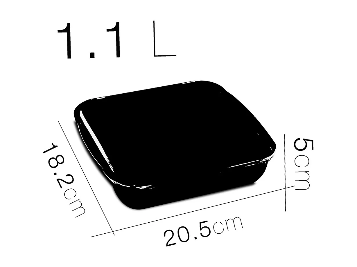 Lot de 2 plat à four carré, moule de cuisson en verre, capacité 1.1 L - Longueur 20.5 x Profondeur 18.2 x Hauteur 5 cm