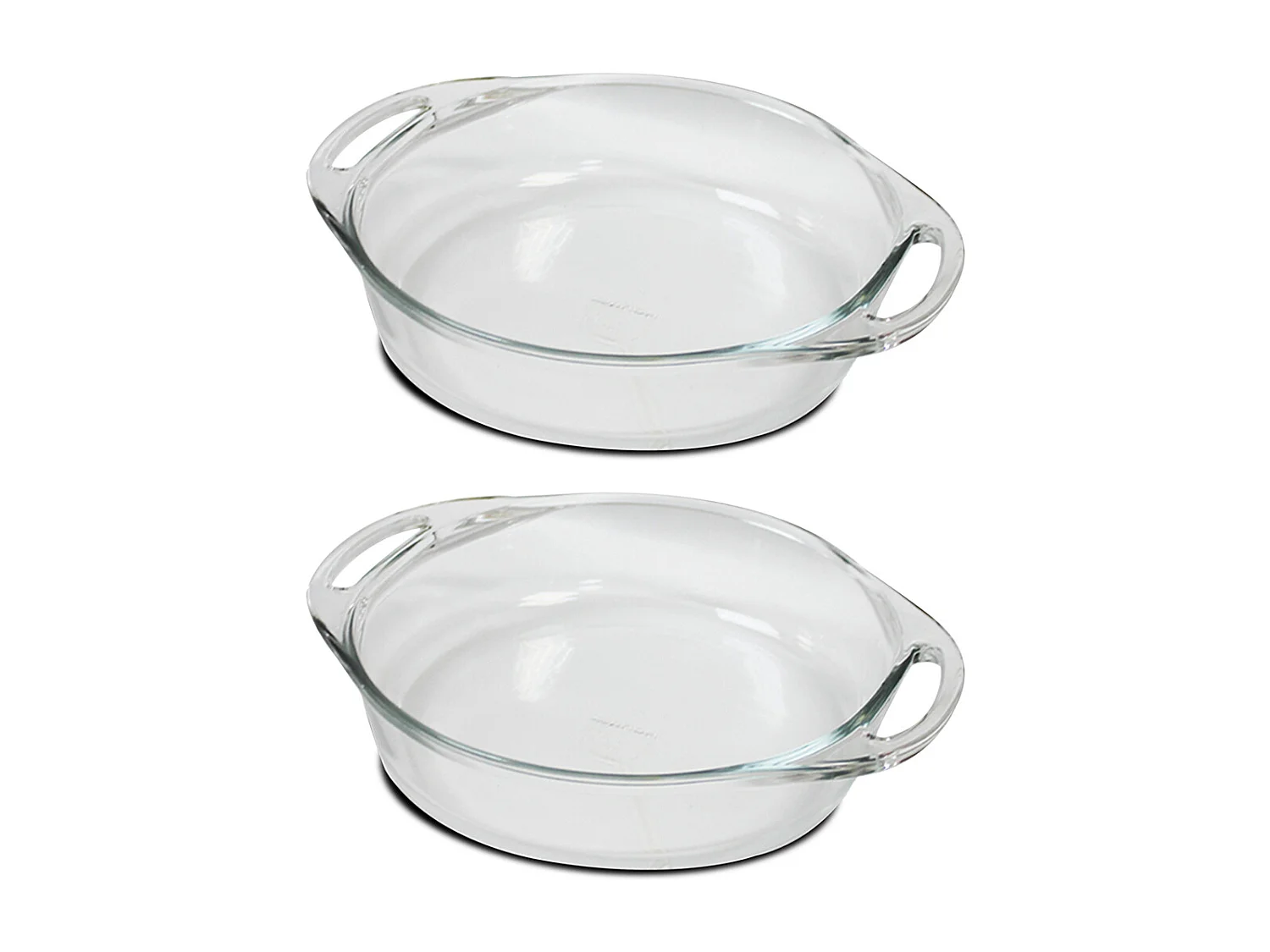 Lot de 2 plat à four rond avec anses, moule de cuisson en verre, capacité 2.4 L - Longueur 32.2 x Profondeur 26.3 x Hauteur 5.8 cm