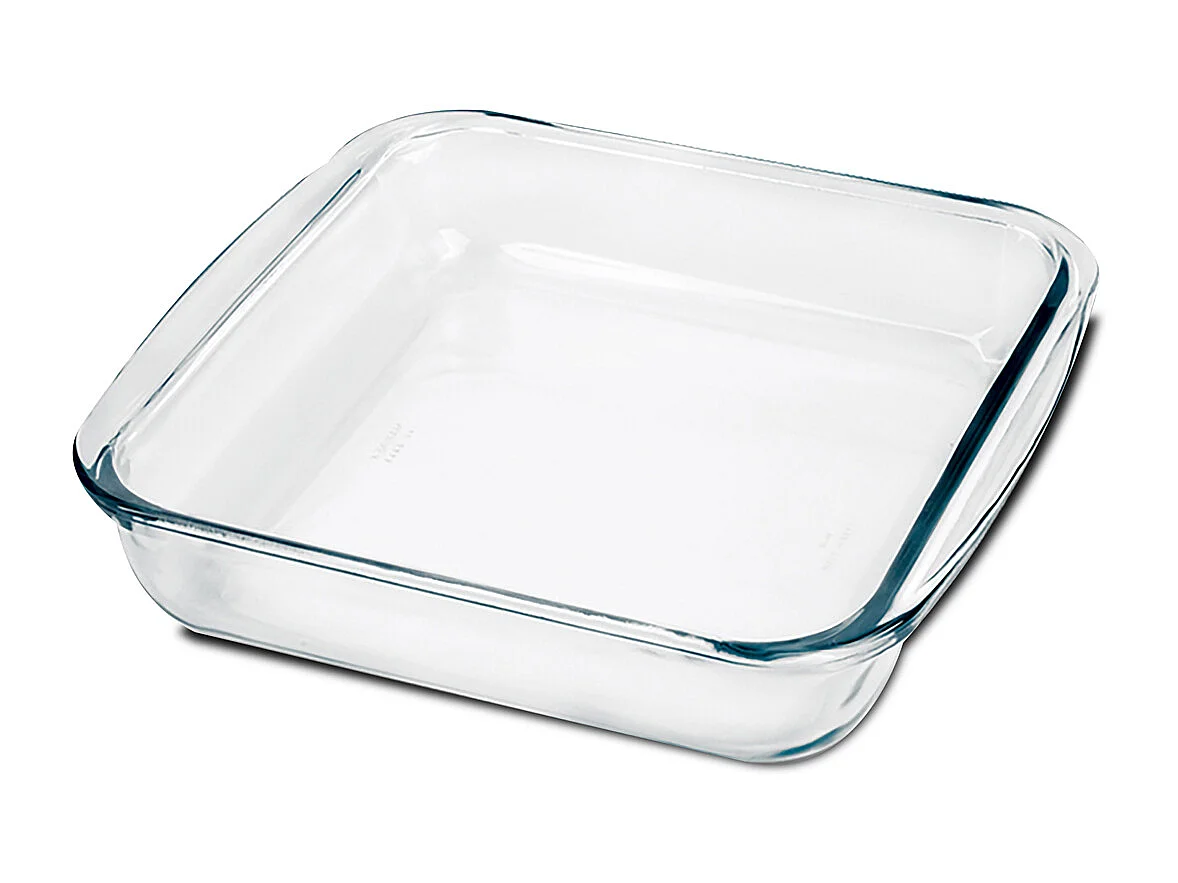 Plat à four carré, plat à tarte, moule de cuisson en verre, capacité 1.8 L - Longueur 24.8 x Profondeur 22.2 x Hauteur 5.2 cm