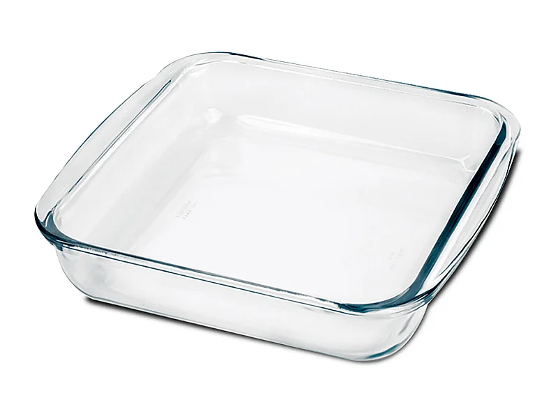 Plat à four carré, plat à tarte, moule de cuisson en verre, capacité 1.8 L - Longueur 24.8 x Profondeur 22.2 x Hauteur 5.2 cm