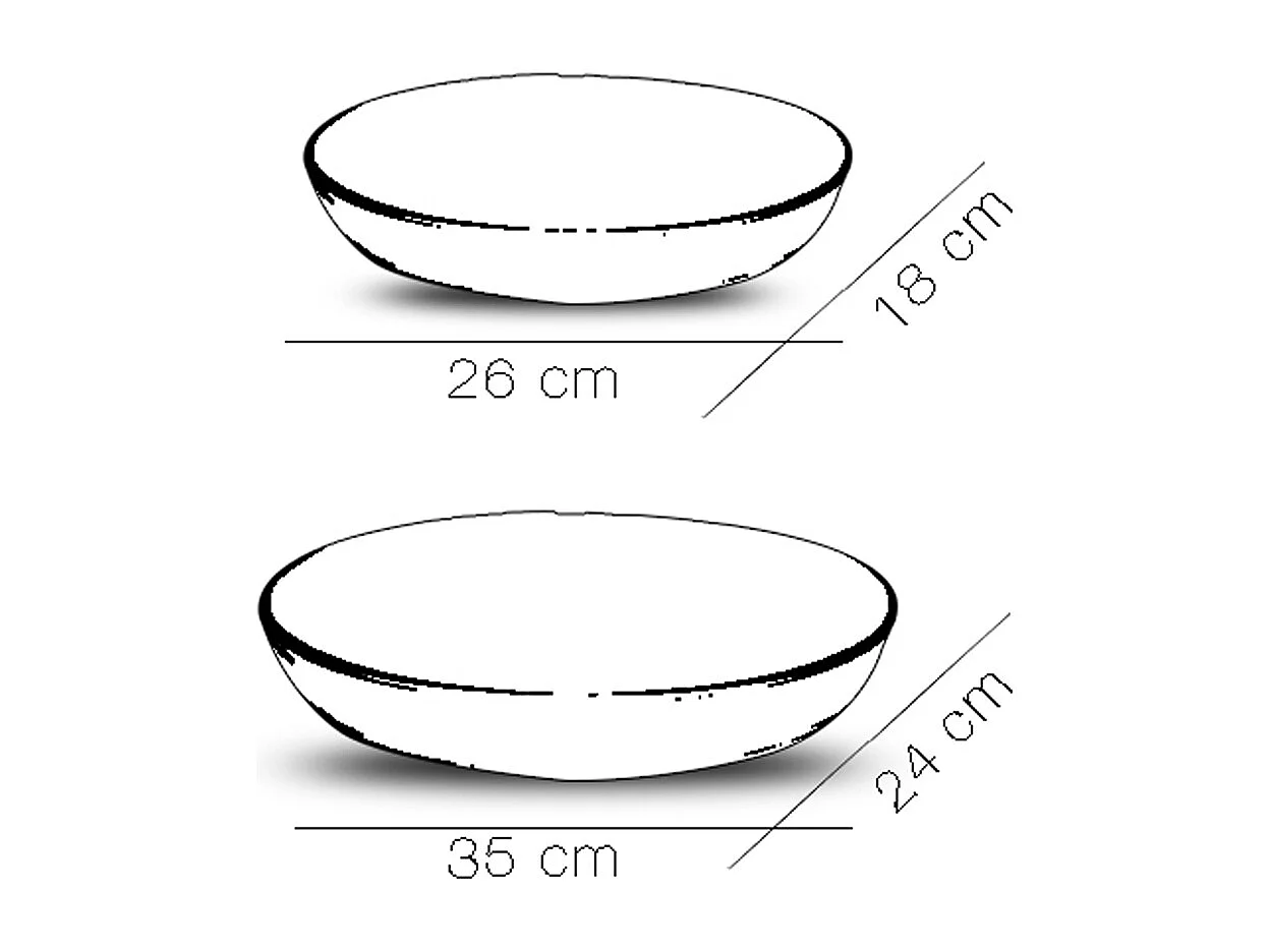 Lot de 2 plats à four moule de cuisson en verre forme oval - Longueur 35 x Profondeur 24 cm / Longueur 26 x Profondeur 18 cm