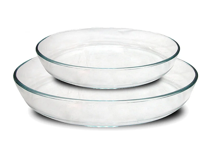 Lot de 2 plats à four moule de cuisson en verre forme oval - Longueur 35 x Profondeur 24 cm / Longueur 26 x Profondeur 18 cm