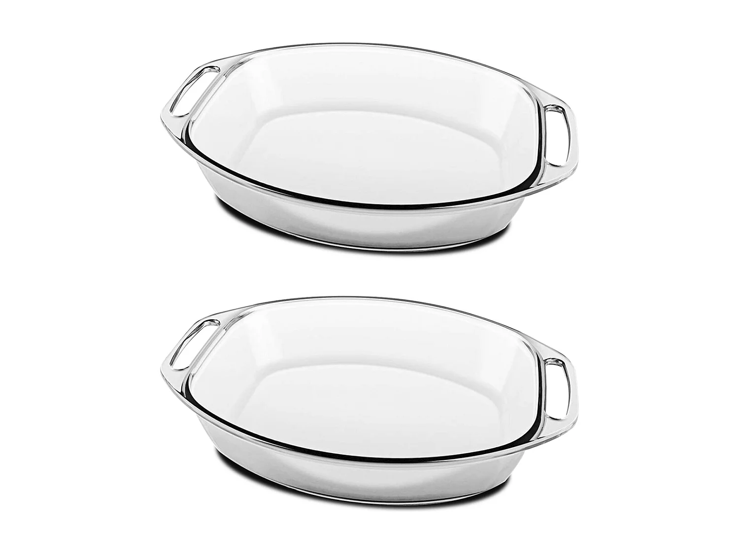 Lot de 2 plat à four oval avec anses, moule de cuisson en verre, capacité 3.2 L - Longueur 35.8 x Profondeur 24.2 x Hauteur 7 cm