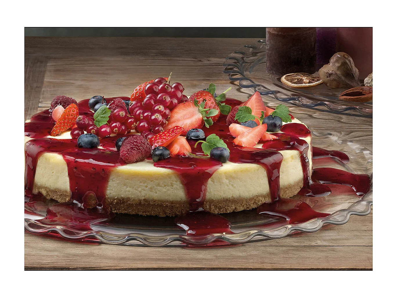 Plat à tarte rond en verre transparent, plat à gâteau, plat de service - Diamètre 37 cm