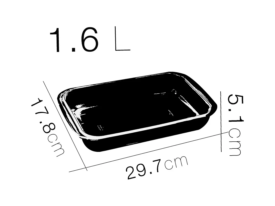 Lot de 2 plateau à four rectangulaire, Plat à gratin, moule de cuisson en verre, capacité 1.6 L - Longueur 29.7 x Profondeur 17.8 x Hauteur 5.1 cm