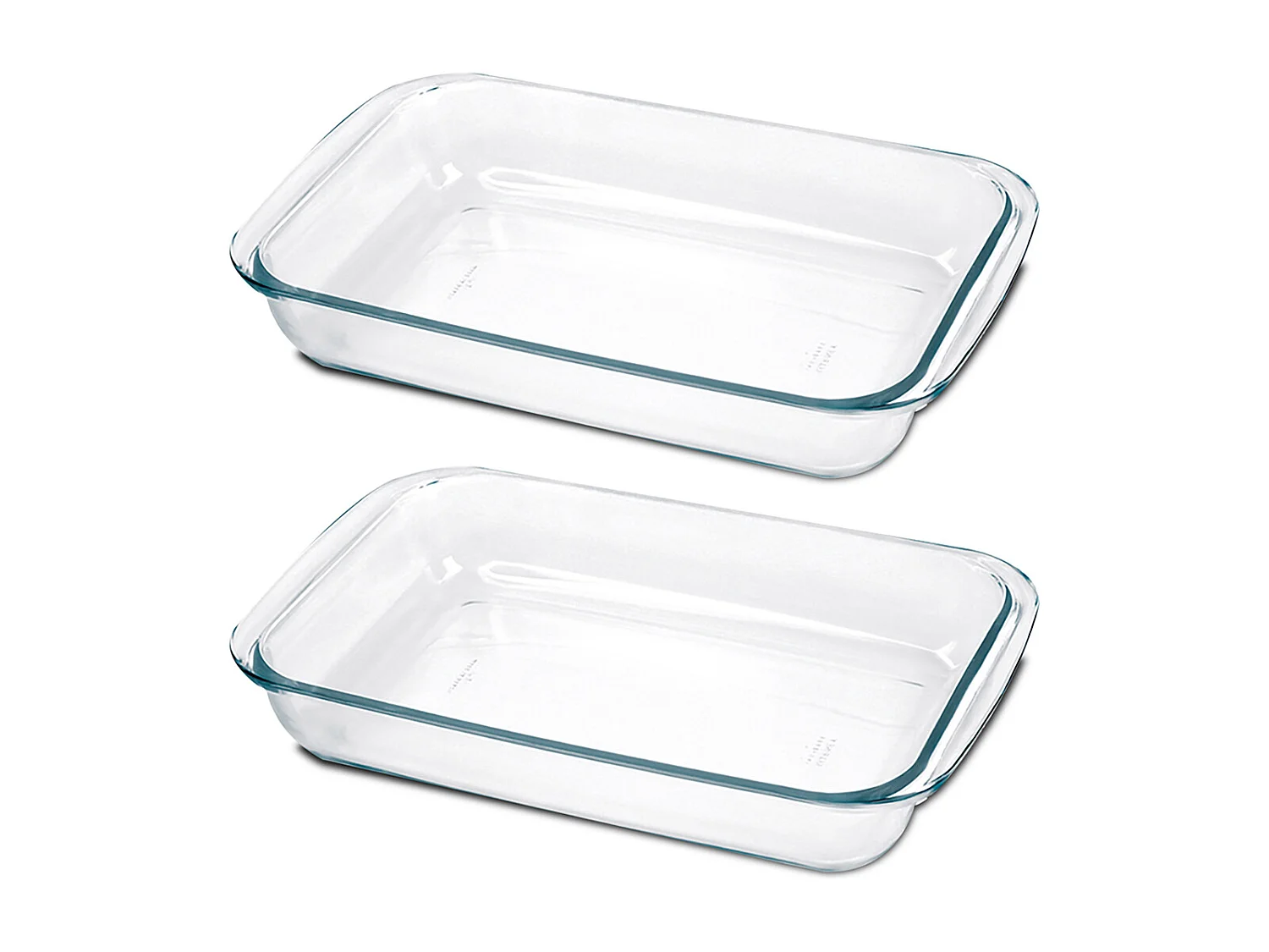 Lot de 2 plateau à four rectangulaire, Plat à gratin, moule de cuisson en verre, capacité 1.6 L - Longueur 29.7 x Profondeur 17.8 x Hauteur 5.1 cm