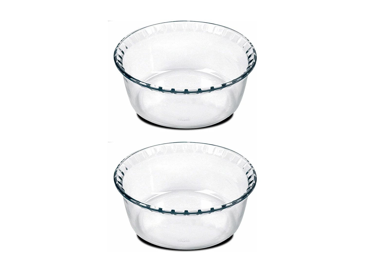 Lot de 2 moule soufflé rond, moule en verre fileté, plateau réfractaire, plat à four moule de cuisson, capacité 700 ml - Diamètre 15.1 x Hauteur 5.9 cm