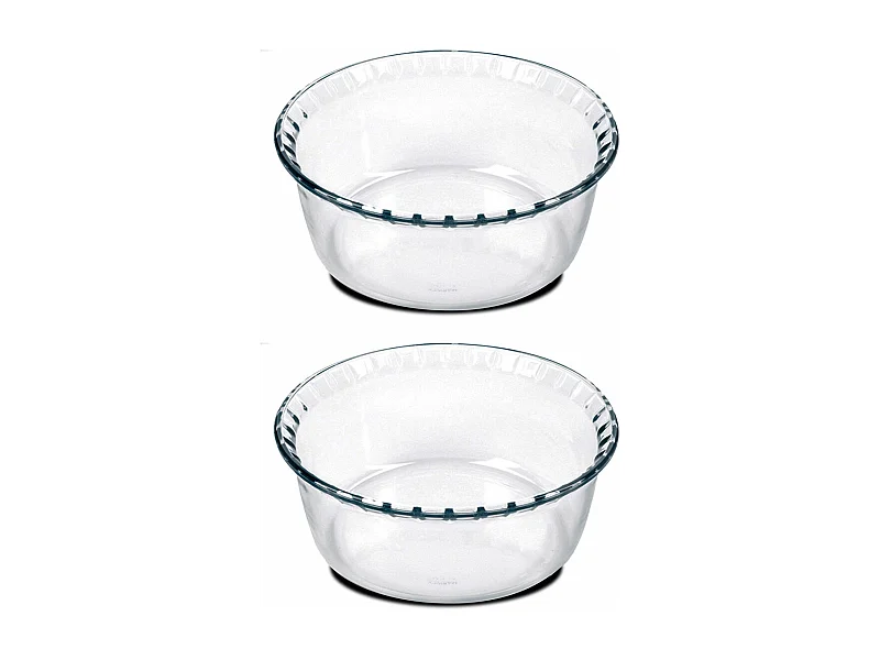 Lot de 2 moule soufflé rond, moule en verre fileté, plateau réfractaire, plat à four moule de cuisson, capacité 700 ml - Diamètre 15.1 x Hauteur 5.9 cm