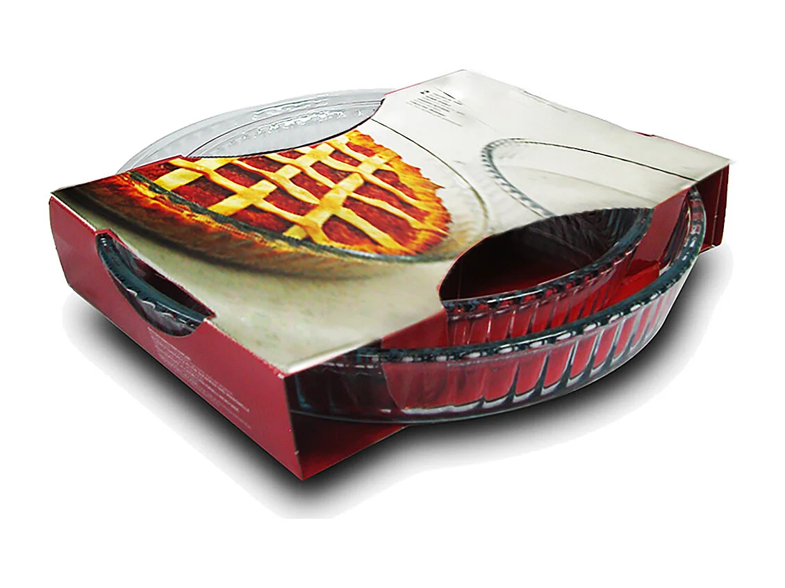 Lot de 2 plats à tarte plat à four polyvalent en verre forme ronde transparent - Diamètre 32/26 cm