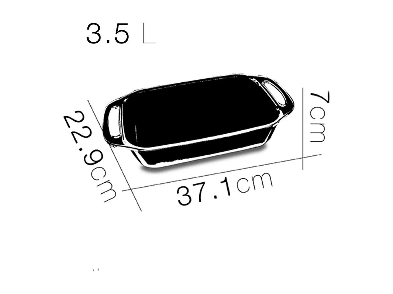 Plat à four avec anses, plat à gratin, moule de cuisson rectangulaire en verre, capacité 3.5 L - Longueur 37.1 x Profondeur 22.9 x Hauteur 7 cm