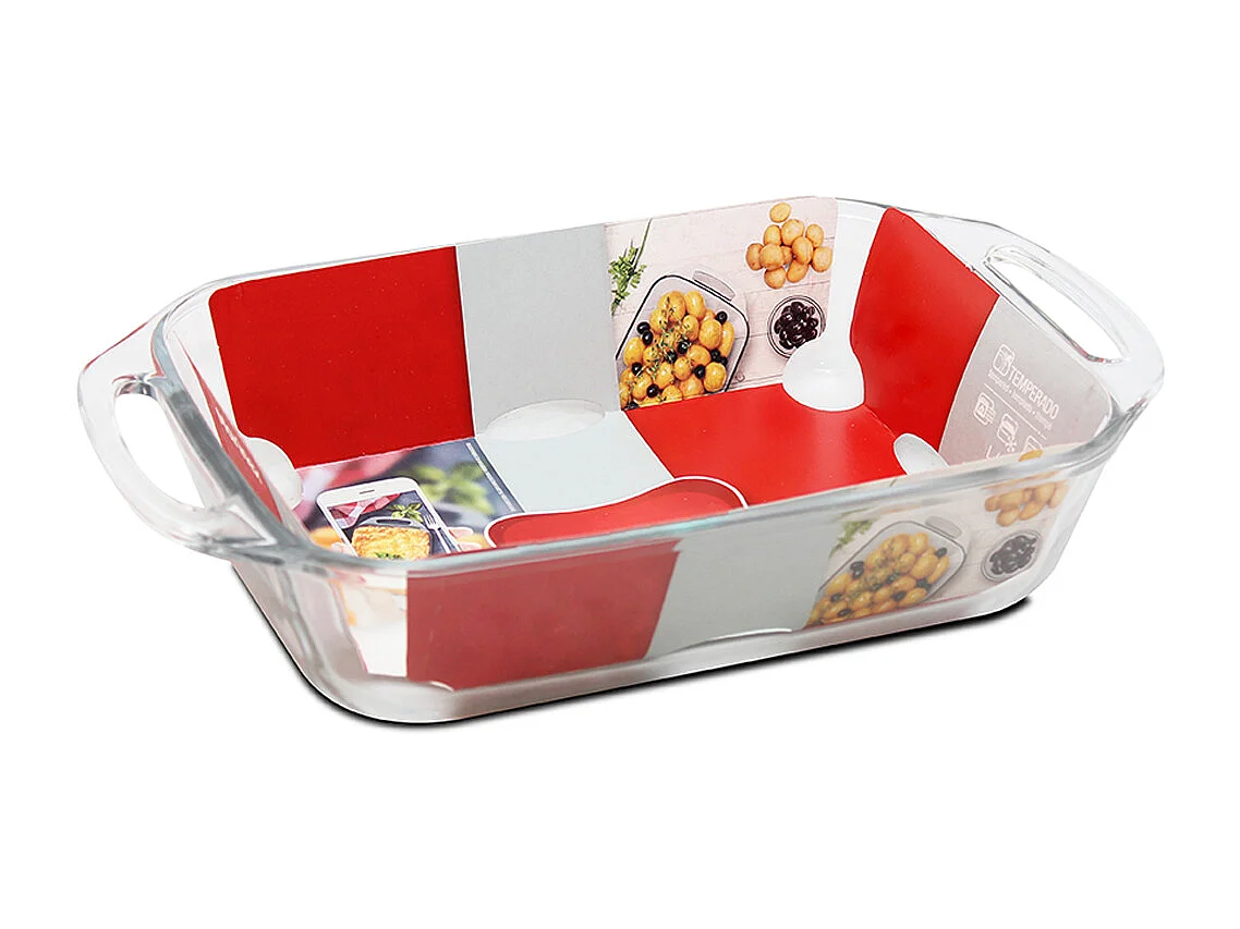 Plat à four avec anses, plat à gratin, moule de cuisson rectangulaire en verre, capacité 3.5 L - Longueur 37.1 x Profondeur 22.9 x Hauteur 7 cm