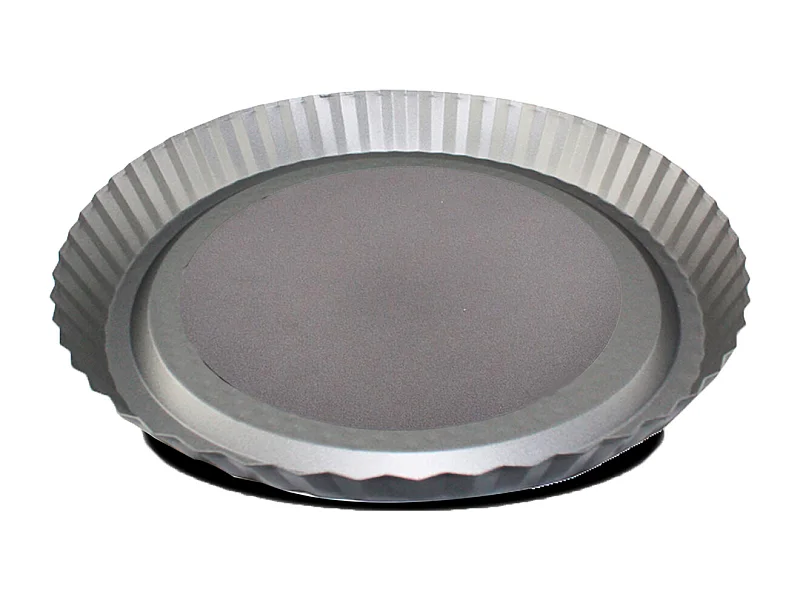 Plat à tarte rond avec fond amovible, moule de cuisson antiadhésif, moule à manqué anti-adhérent coloris gris - Diamètre 28 cm