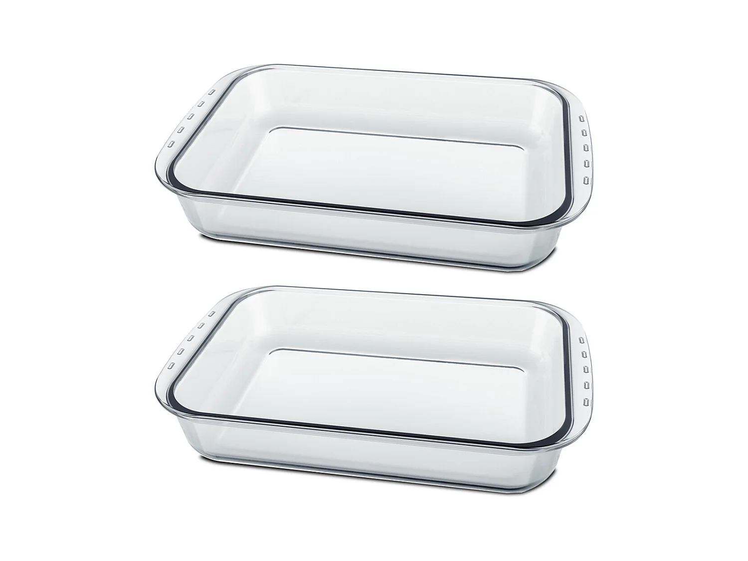 Lot de 2 plateau à four rectangulaire, Plat à gratin, moule de cuisson en verre, capacité 3.7 L - Longueur 36 x Profondeur 22 x Hauteur 7 cm