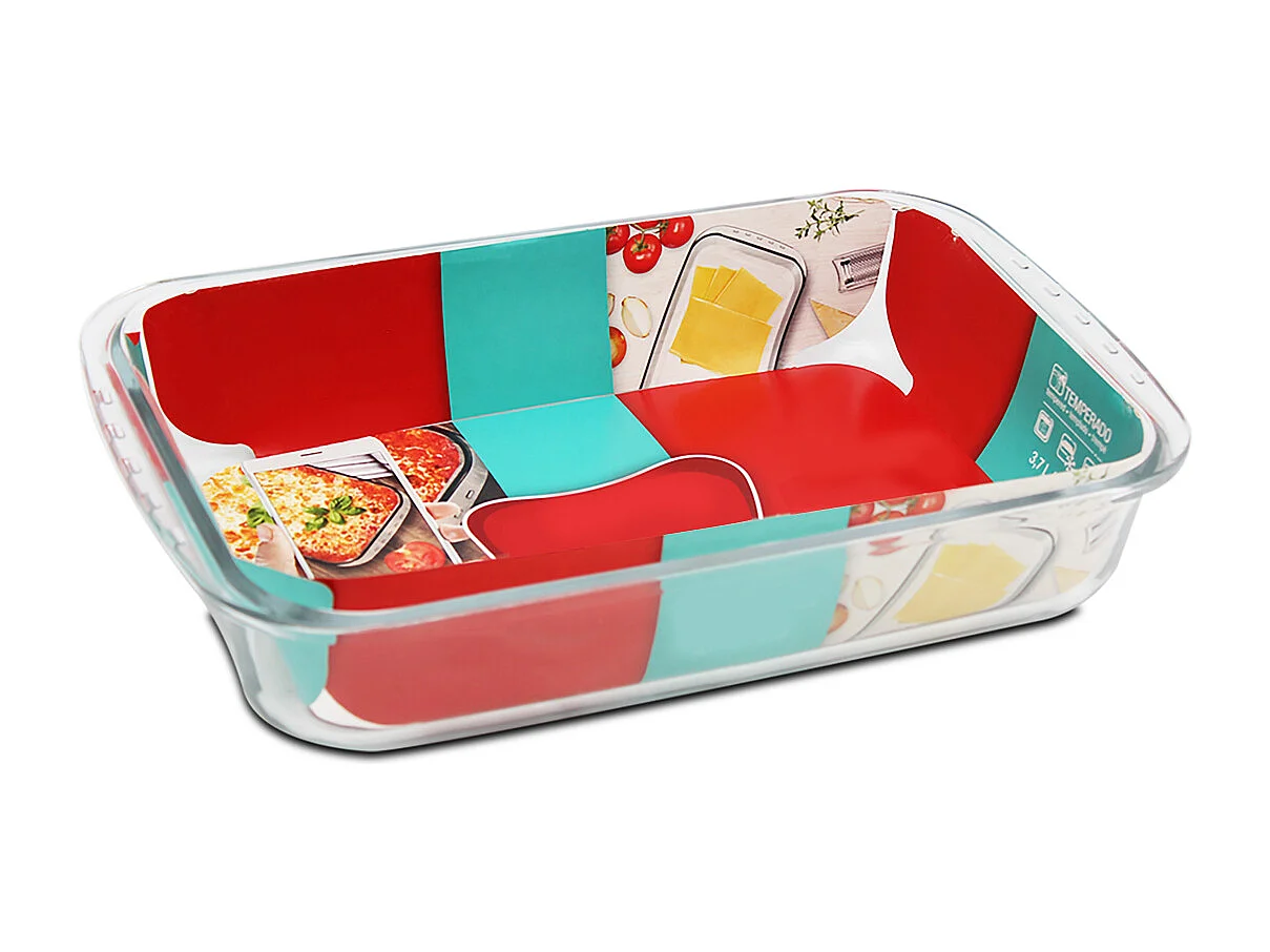 Lot de 2 plateau à four rectangulaire, Plat à gratin, moule de cuisson en verre, capacité 3.7 L - Longueur 36 x Profondeur 22 x Hauteur 7 cm
