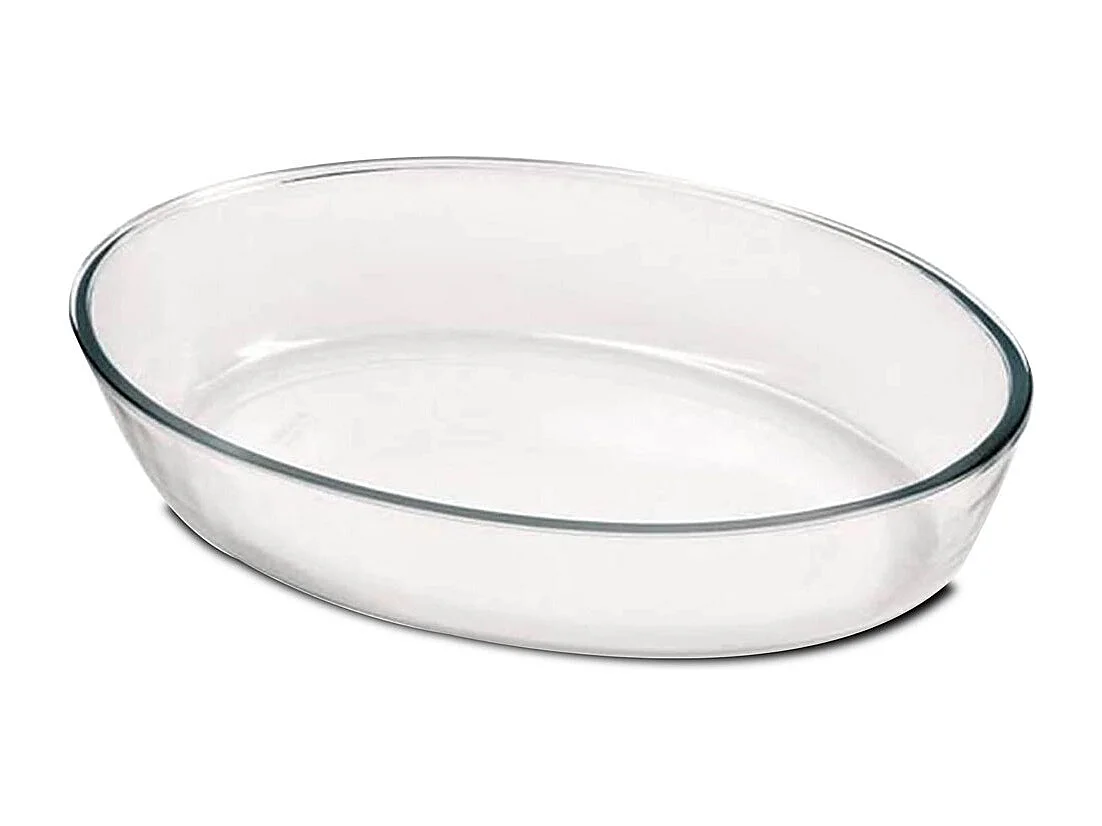 Plat à four oval, moule de cuisson en verre, capacité 4.4 L - Longueur 39.5 x Profondeur 27.5 x Hauteur 6.6 cm