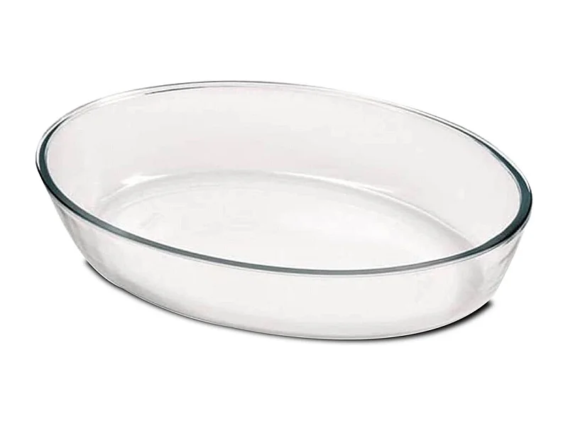 Plat à four oval, moule de cuisson en verre, capacité 4.4 L - Longueur 39.5 x Profondeur 27.5 x Hauteur 6.6 cm