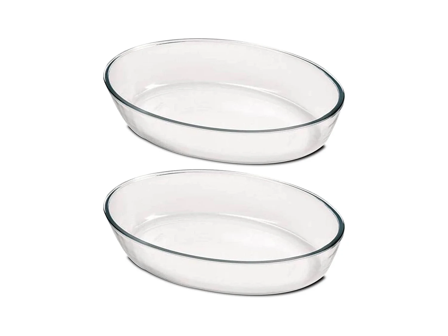 Lot de 2 pats à four oval, moule de cuisson en verre forme carré, capacité 4.4 L - Longueur 39.5 x Profondeur 27.5 x Hauteur 6.6 cm