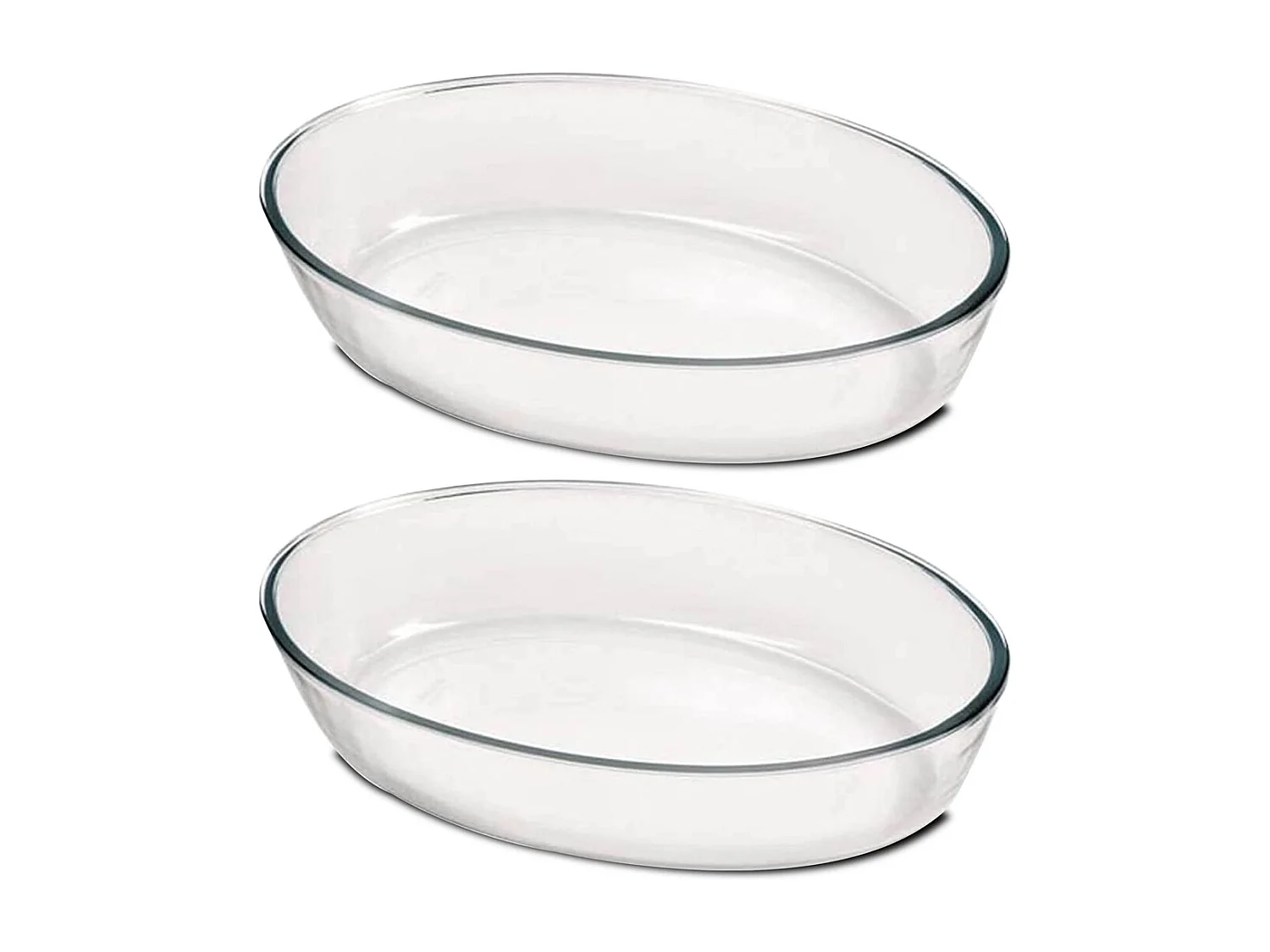 Lot de 2 pats à four oval, moule de cuisson en verre forme carré, capacité 4.4 L - Longueur 39.5 x Profondeur 27.5 x Hauteur 6.6 cm