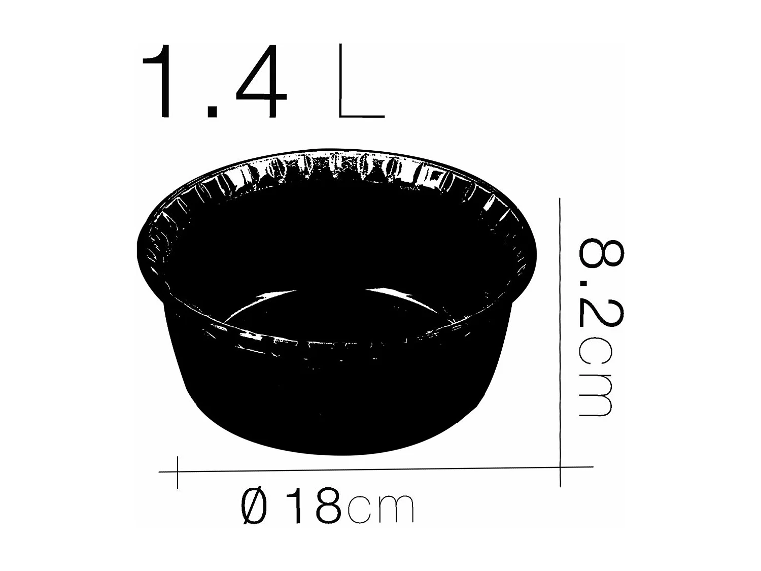 Lot de 4 moule soufflé rond, moule en verre fileté, plateau réfractaire, plat à four moule de cuisson, capacité 1.4 L - Diamètre 18 x Hauteur 8.2 cm