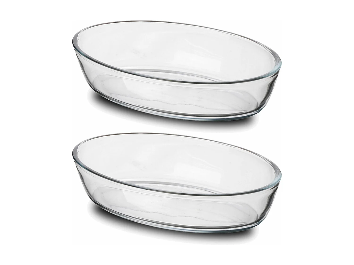 Lot de 2 plat à four oval transparent, moule de cuisson en verre, capacité 700 ml - Longueur 21 x Profondeur 14 x Hauteur 5 cm
