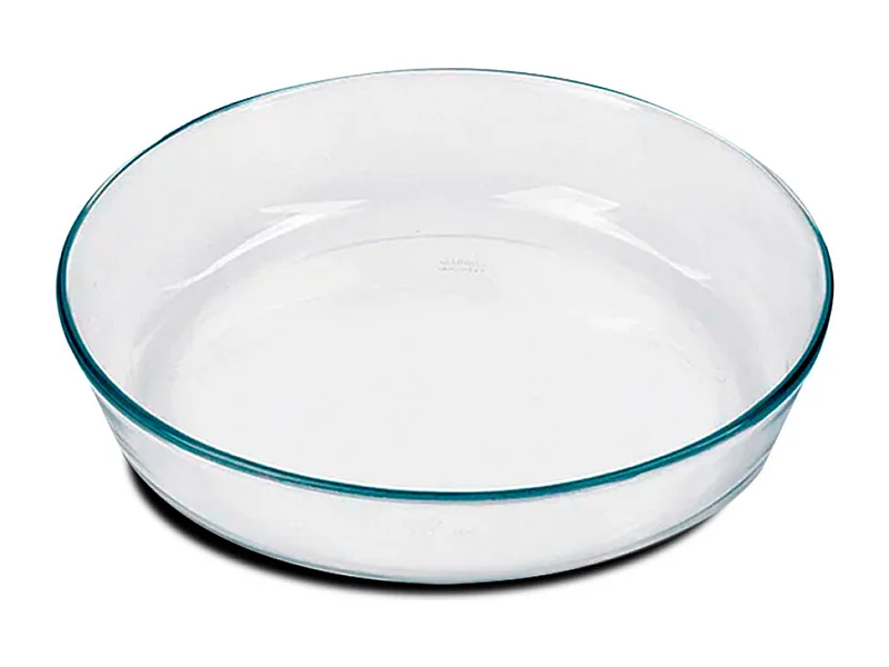 Plat à four rond, plat à tarte, moule de cuisson en verre transparent, capacité 2.4 L - Diamètre 26.3 x Hauteur 5.8 cm