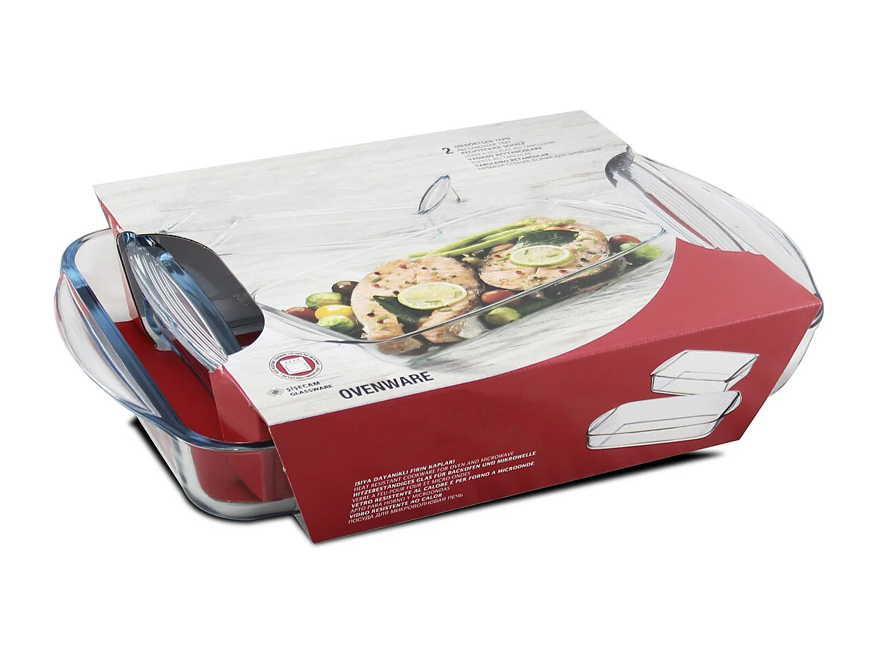 Lot de 2 plats à four moule de cuisson en verre forme rectangulaire - Longueur 26 x Profondeur 15 cm / Longueur 33.6 x Profondeur 19 cm