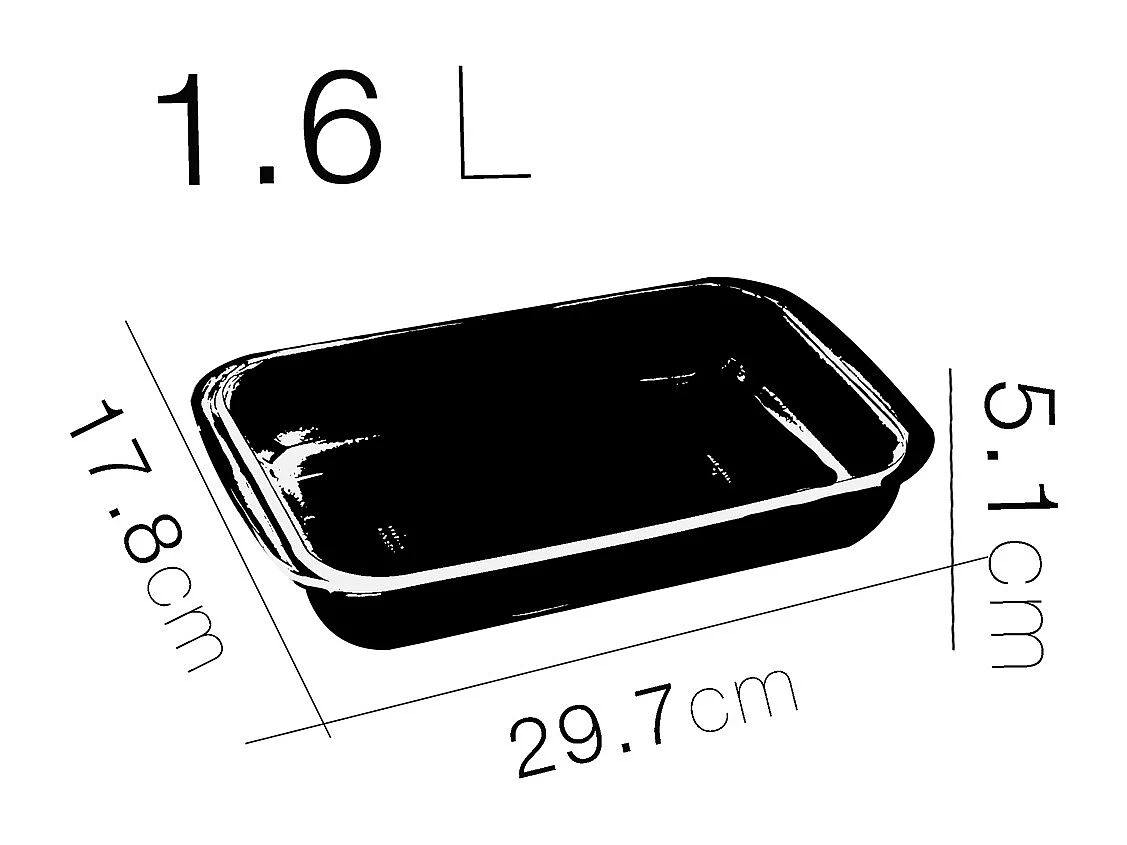 Plateau à four rectangulaire, Plat à gratin, moule de cuisson en verre, capacité 1.6 L - Longueur 29.7 x Profondeur 17.8 x Hauteur 5.1 cm