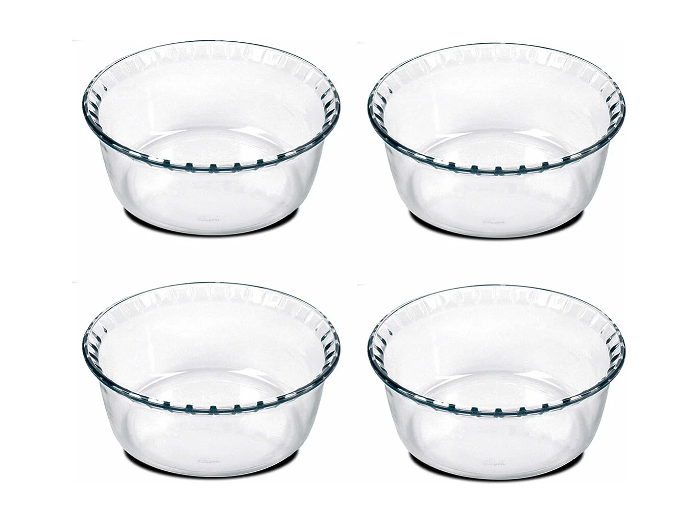 Lot de 4 moule soufflé rond, moule en verre fileté, plateau réfractaire, plat à four moule de cuisson, capacité 700 ml - Diamètre 15.1 x Hauteur 5.9 cm