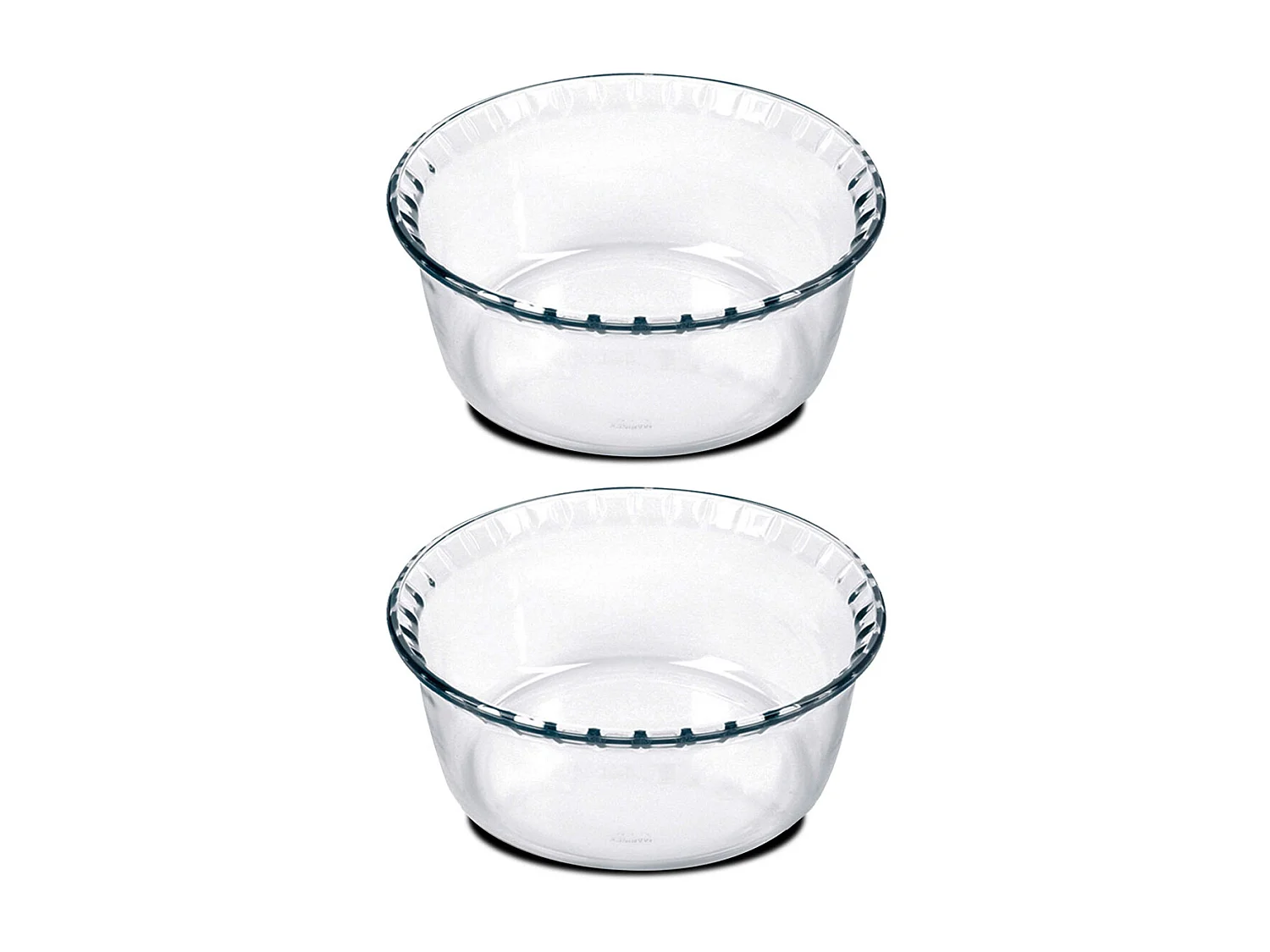 Lot de 2 moule soufflé rond, moule en verre fileté, plateau réfractaire, plat à four moule de cuisson, capacité 2.4 L - Diamètre 21.5 x Hauteur 9.8 cm