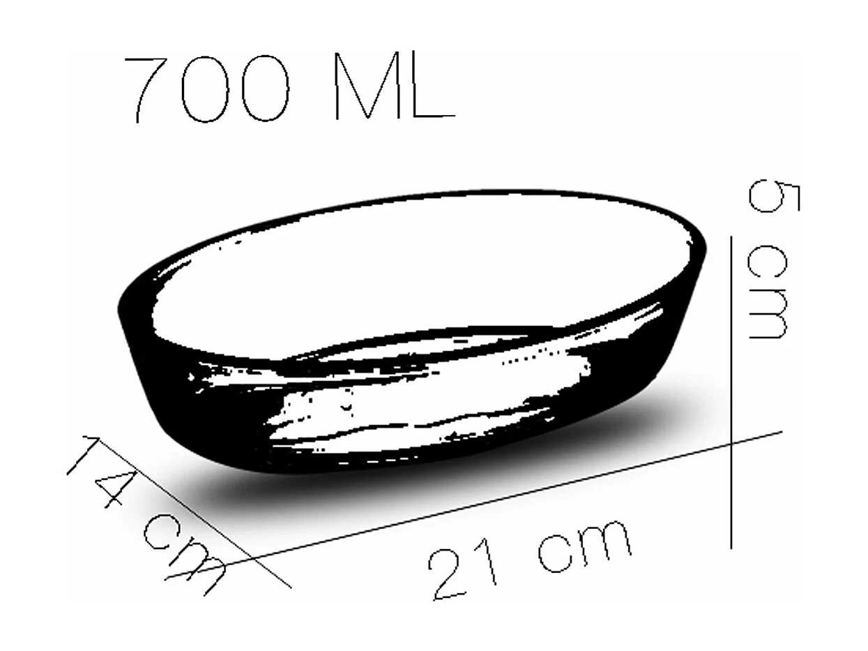 Lot de 4 plat à four oval transparent, moule de cuisson en verre, capacité 700 ml - Longueur 21 x Profondeur 14 x Hauteur 5 cm