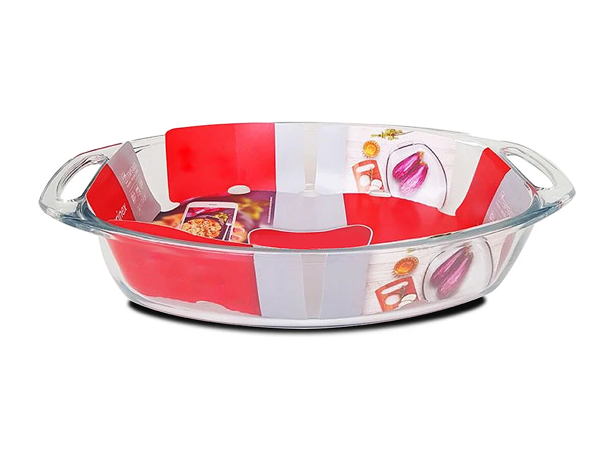 Plat à four oval avec anses, moule de cuisson en verre, capacité 3.2 L - Longueur 35.8 x Profondeur 24.2 x Hauteur 7 cm