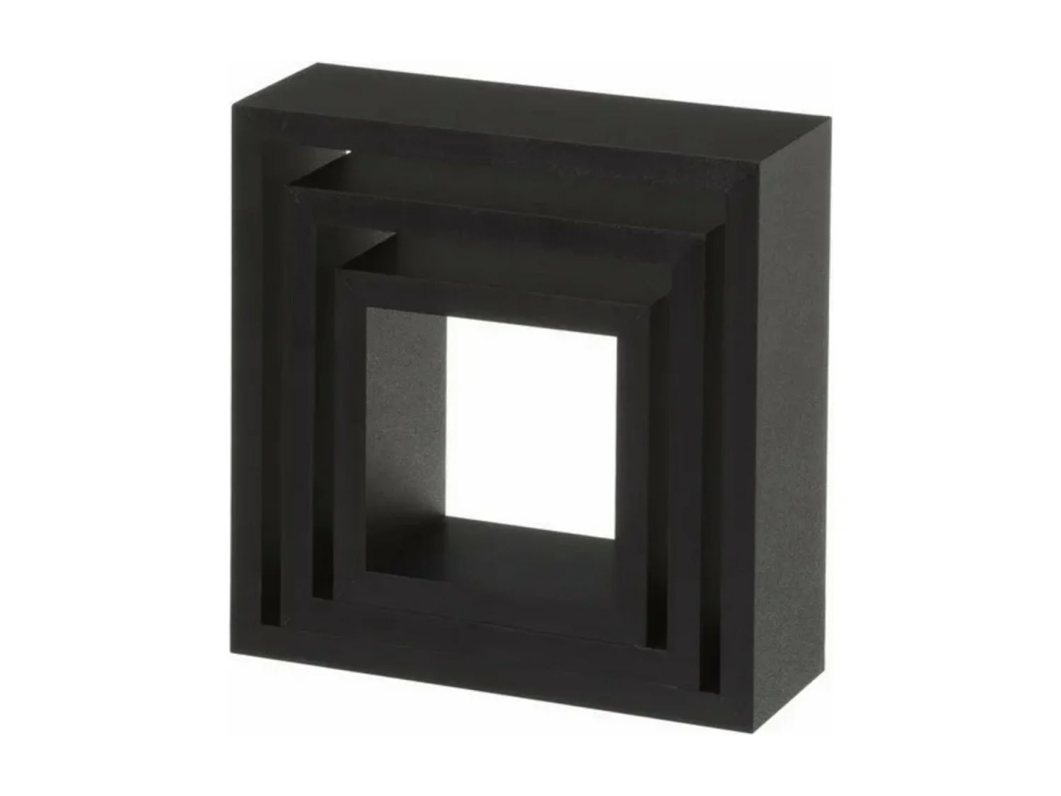 Set de 3 cubes étagères murales coloris noir - Longueur 25 x Profondeur 25 x Hauteur 9 cm