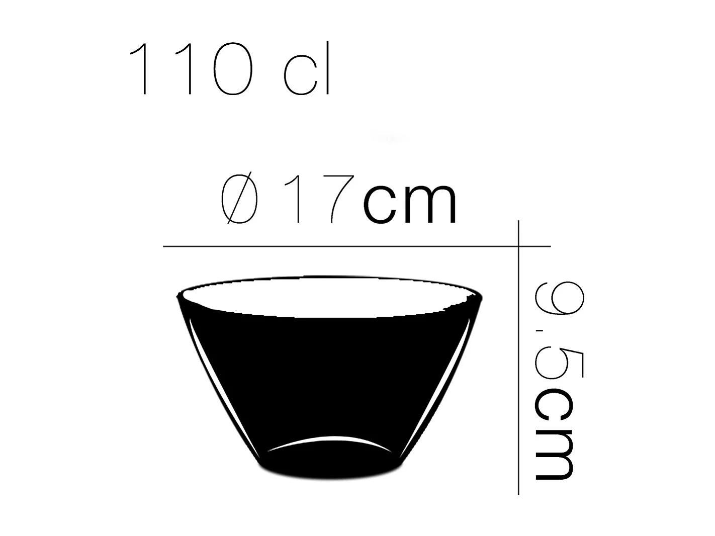 Lot de 6 saladier, bol de service en verre, capacité 110 cl - Diamètre 17 x Hauteur 9.5 cm