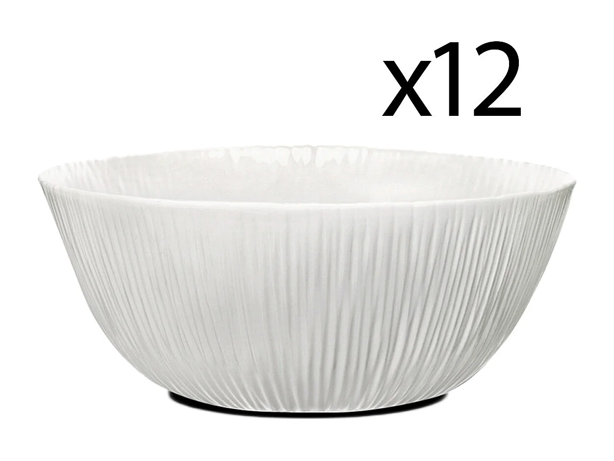 Lot de 12 bol de service, ravier rond, saladier en verre opale - Diamètre 15 cm