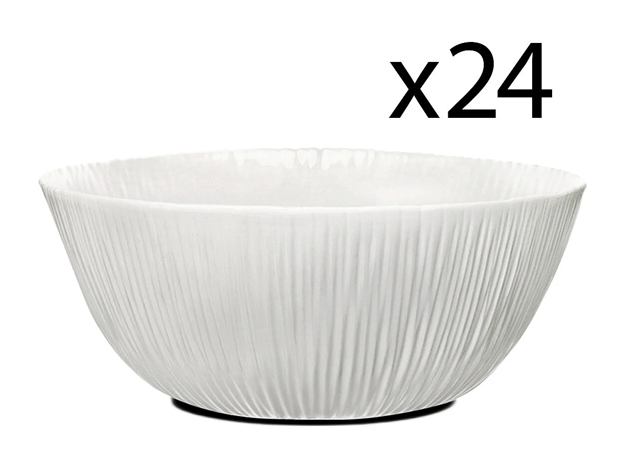 Lot de 24 bol de service, ravier rond, saladier en verre opale - Diamètre 15 cm