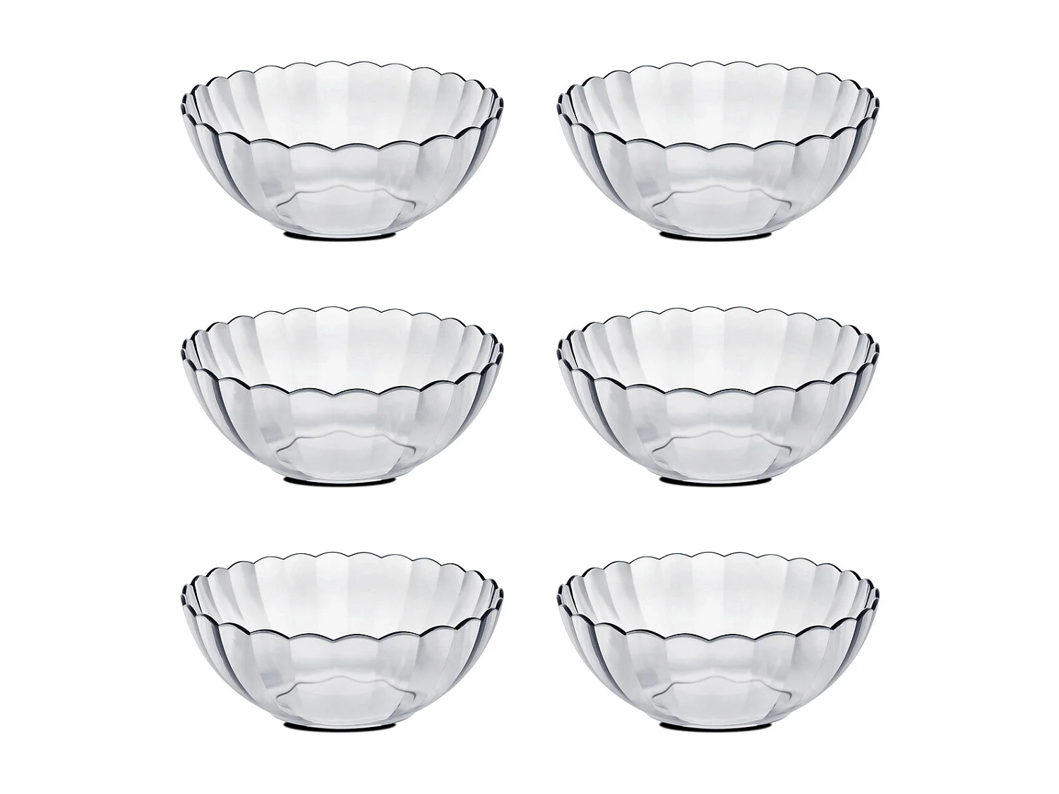 Lot de 6 saladier, bol de service en verre, capacité 1 L - Diamètre 17.4 x Hauteur 7.1 cm