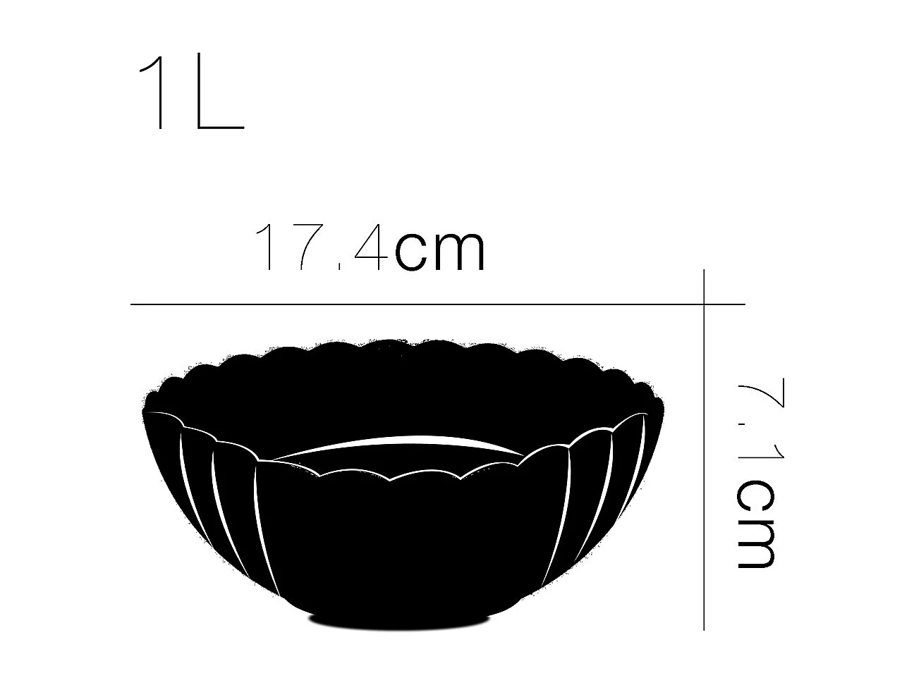 Lot de 6 saladier, bol de service en verre, capacité 1 L - Diamètre 17.4 x Hauteur 7.1 cm