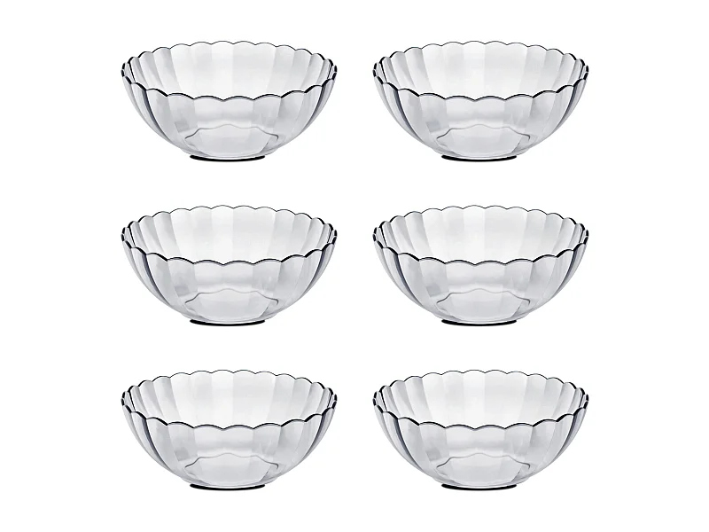 Lot de 6 saladier, bol de service en verre, capacité 1 L - Diamètre 17.4 x Hauteur 7.1 cm