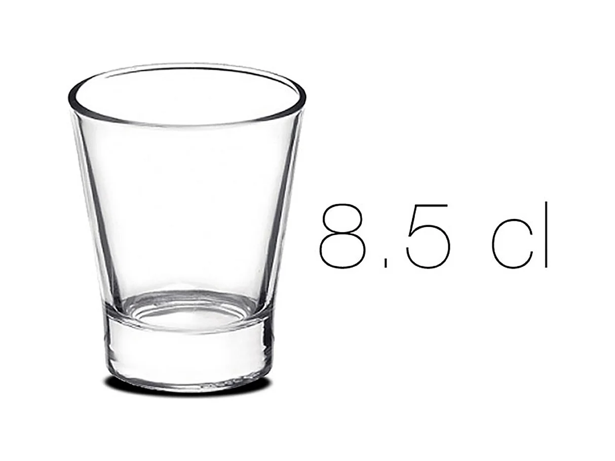 Lot de 6 verre à café en verre transparent, tasse à café, capacité 8.5 cl - Diamètre 5.5 x Hauteur 7 cm