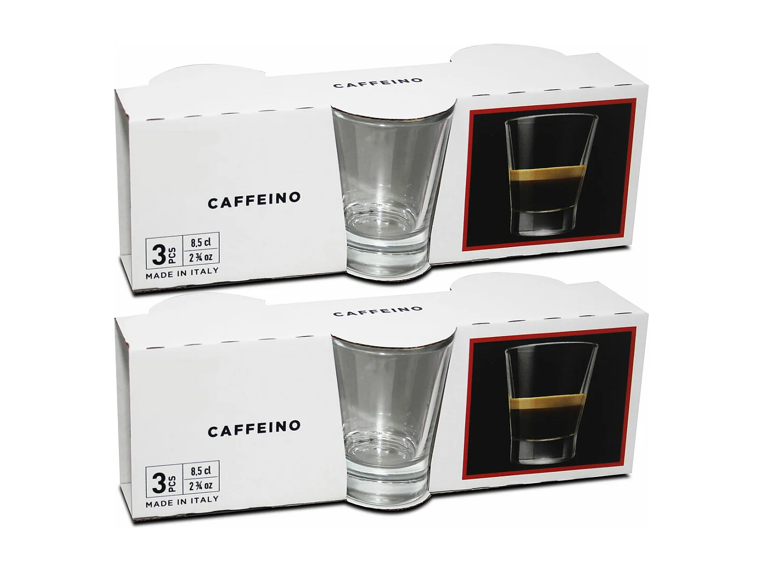 Lot de 6 verre à café en verre transparent, tasse à café, capacité 8.5 cl - Diamètre 5.5 x Hauteur 7 cm