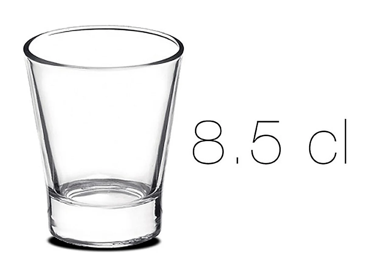 Lot de 6 verre à café en verre transparent, tasse à café, capacité 8.5 cl - Diamètre 5.5 x Hauteur 7 cm