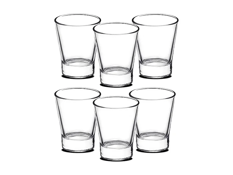 Lot de 12 verre à café en verre transparent, tasse à café, capacité 8.5 cl - Diamètre 5.5 x Hauteur 7 cm