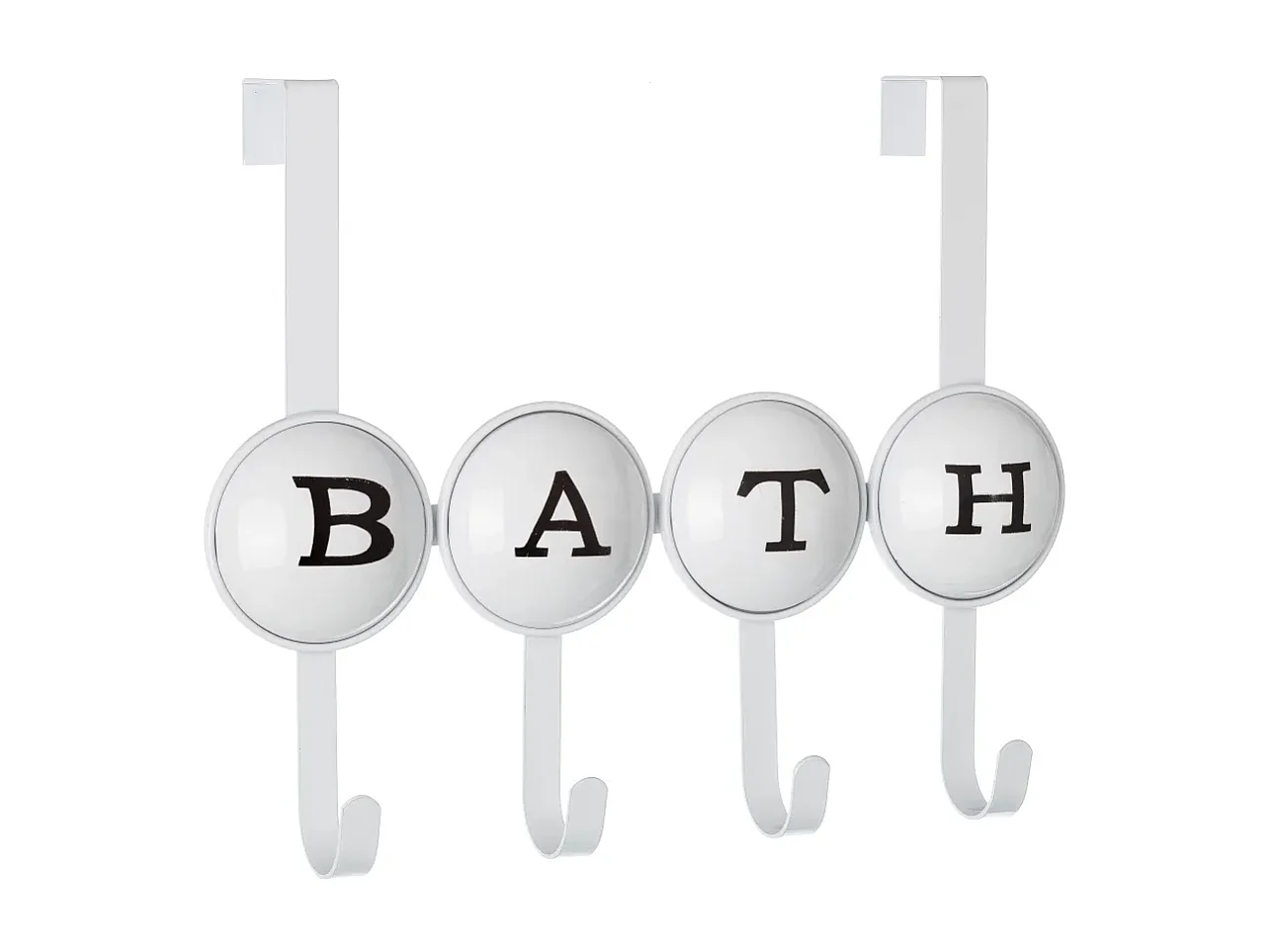 Lot de 4 crochet à suspendre, porte manteau mural, patères porte manteaux en métal coloris blanc - Longueur 35 x Profondeur 9.5 x Hauteur 28.5 cm